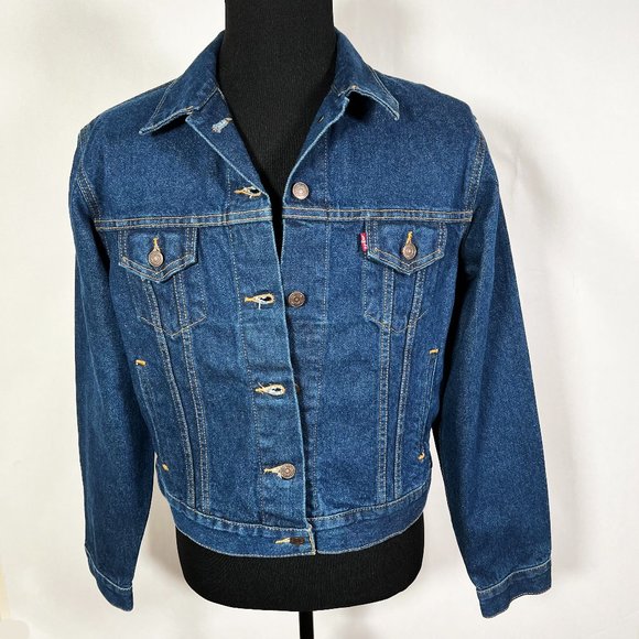 VTG Levi's Strauss Womens Large 77741-7110 Denim Metal Button Blue Jean Jacket L